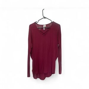 Alya Deep Red V-Neck Blouse